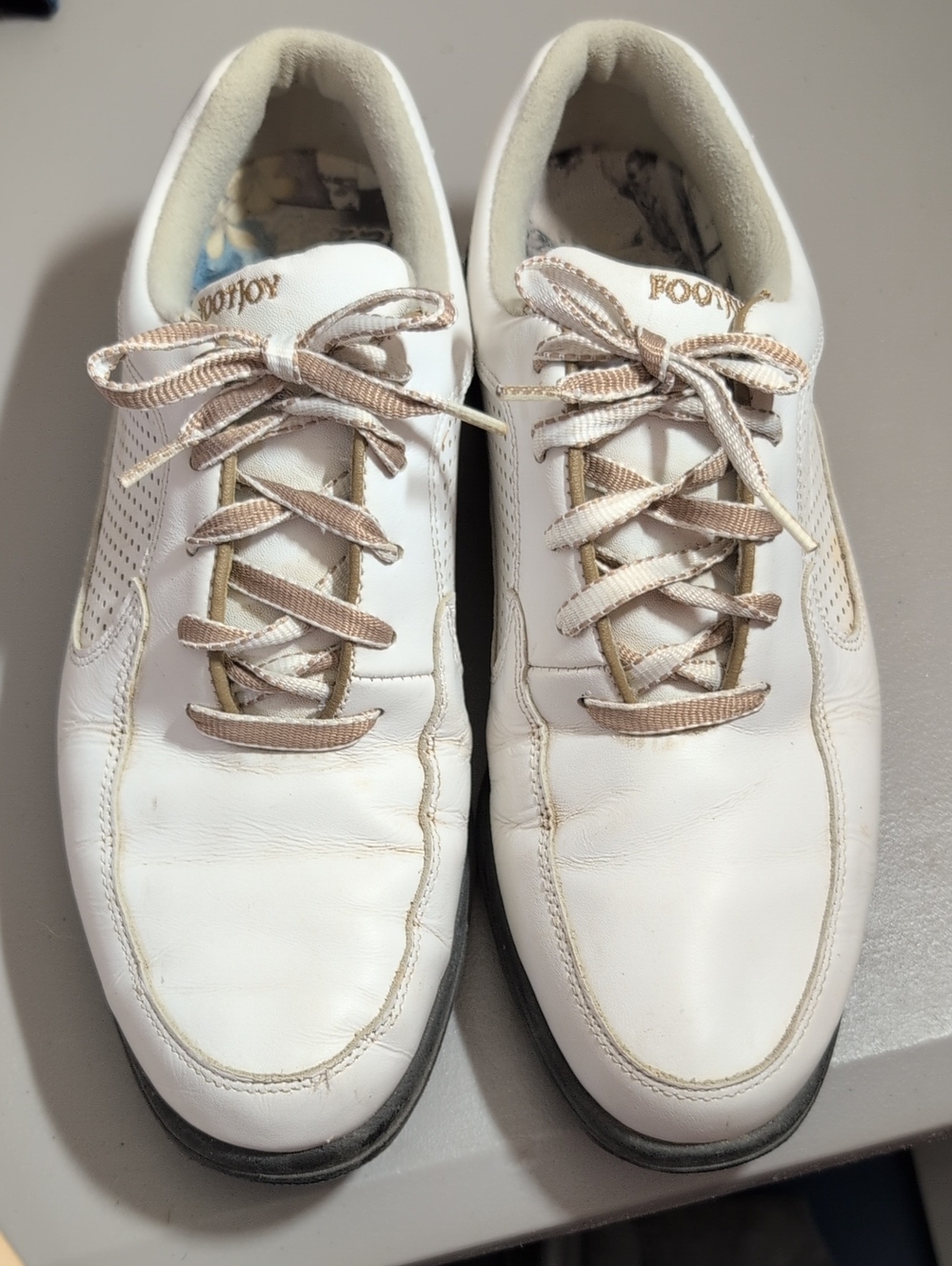 FootJoy Women's White Golf Sneakers with Tan Accents